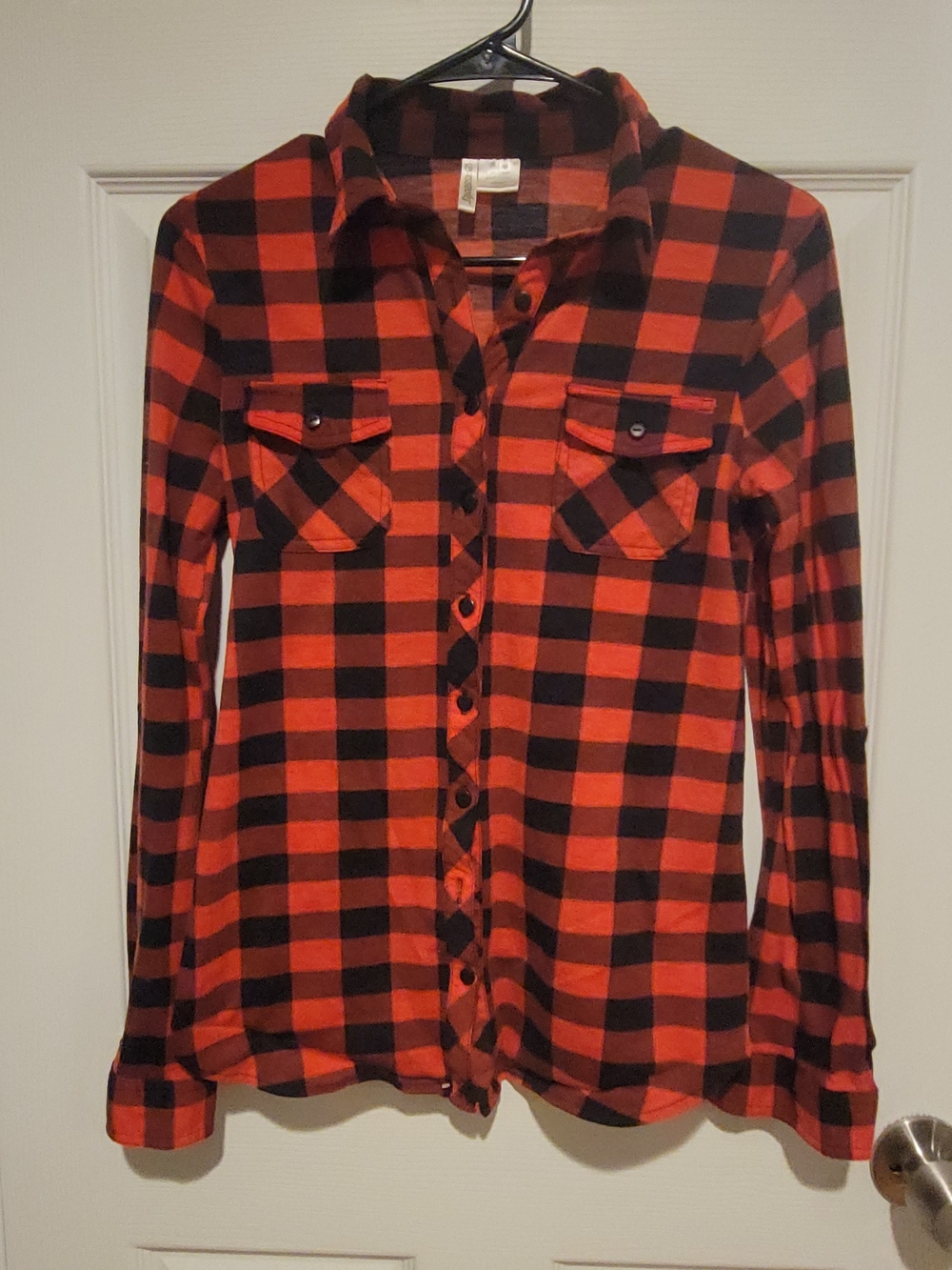 Women’s Red and Black Plaid Button-Down Shirt